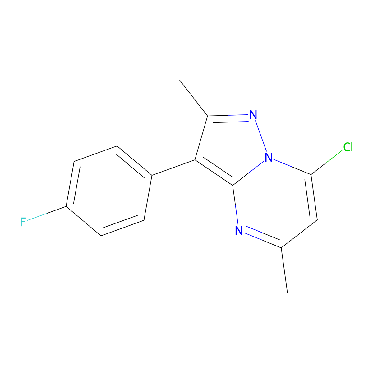 7-Chloro-3-(4-fluorophenyl)-2,5-dimethylpyrazolo[1,5-a]pyrimidine molecular structure, CAS 842112-54-3