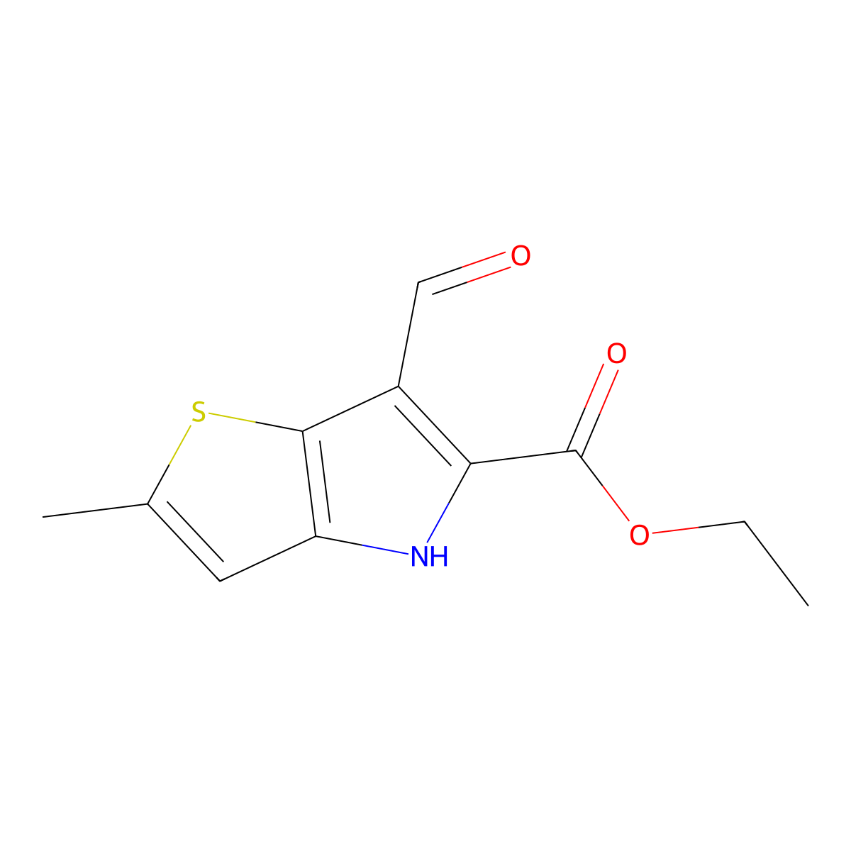 ethyl 6-formyl-2-methyl-4H-thieno[3,2-b]pyrrole-5-carboxylate molecular structure, CAS 842112-57-6