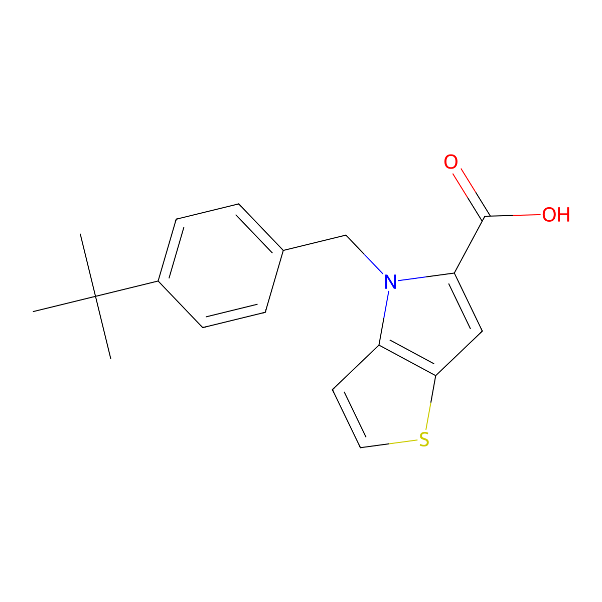 4-(4-tert-butylbenzyl)-4H-thieno[3,2-b]pyrrole-5-carboxylic acid molecular structure, CAS 842112-65-6