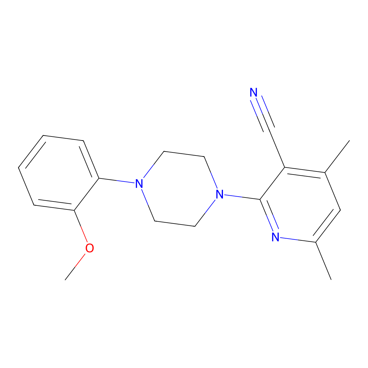 2-[4-(2-Methoxyphenyl)piperazin-1-yl]-4,6-dimethylpyridine-3-carbonitrile molecular structure, CAS 842113-02-4