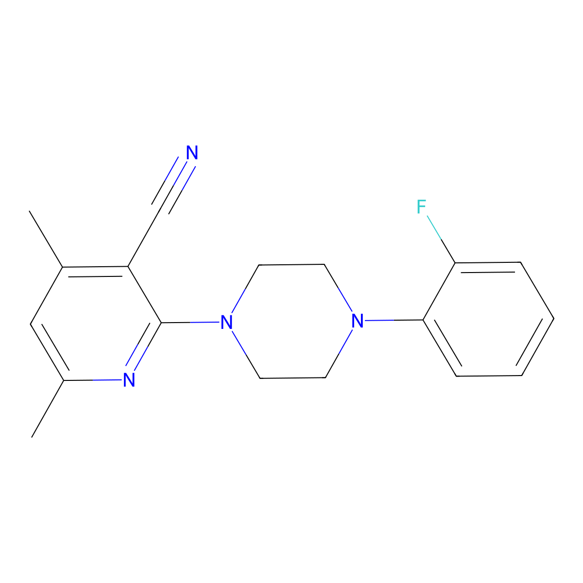 2-[4-(2-Fluorophenyl)piperazin-1-yl]-4,6-dimethylpyridine-3-carbonitrile molecular structure, CAS 842113-20-6