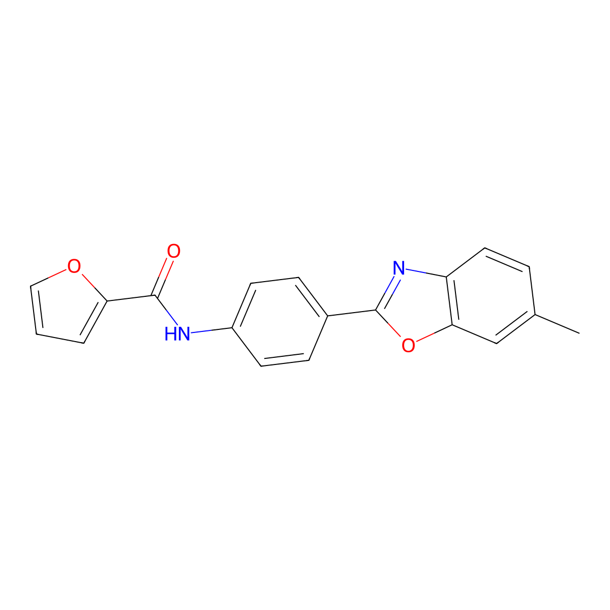 N-[4-(6-methyl-1,3-benzoxazol-2-yl)phenyl]furan-2-carboxamide molecular structure, CAS 842113-29-5