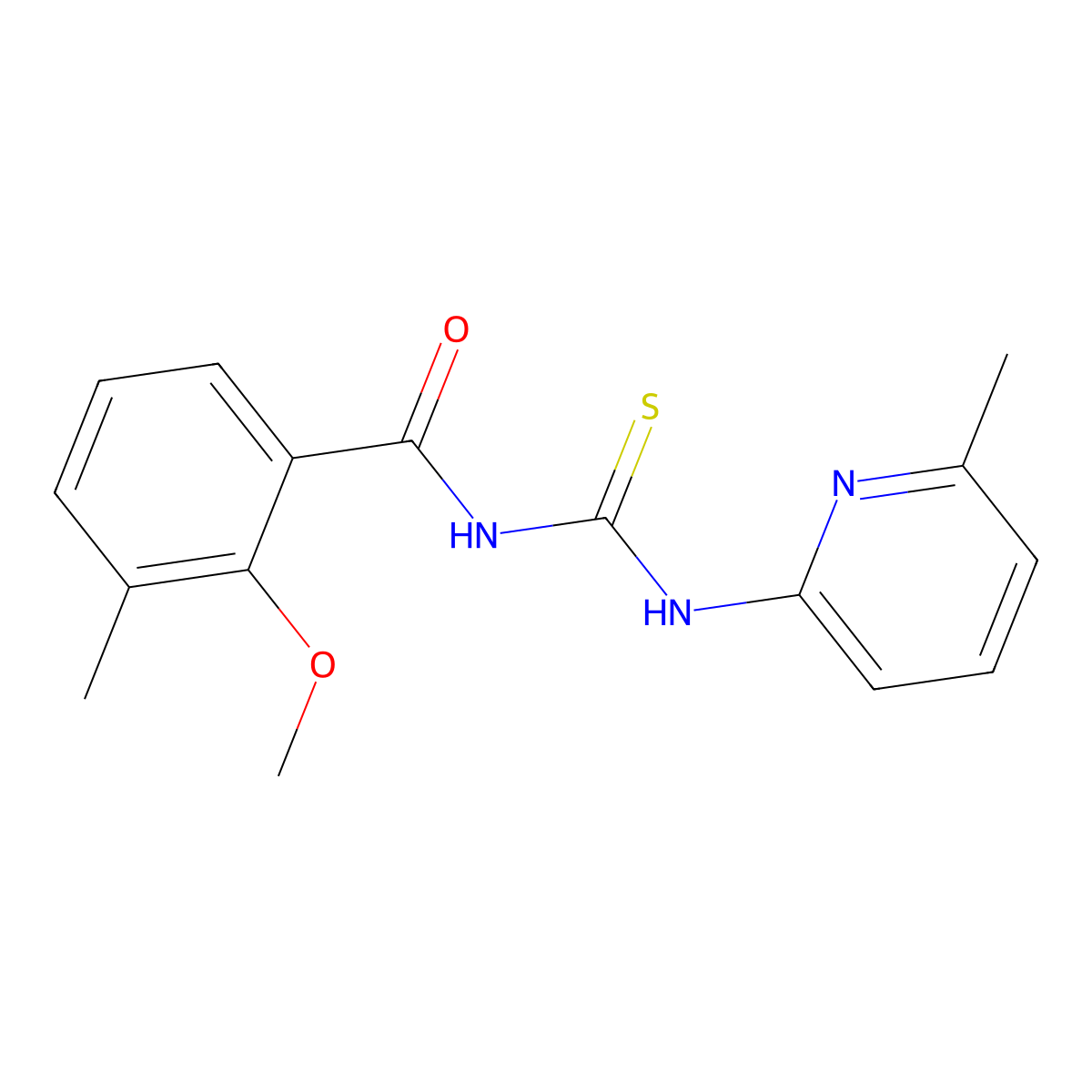 2-methoxy-3-methyl-N-[(6-methylpyridin-2-yl)carbamothioyl]benzamide molecular structure, CAS 842113-43-3