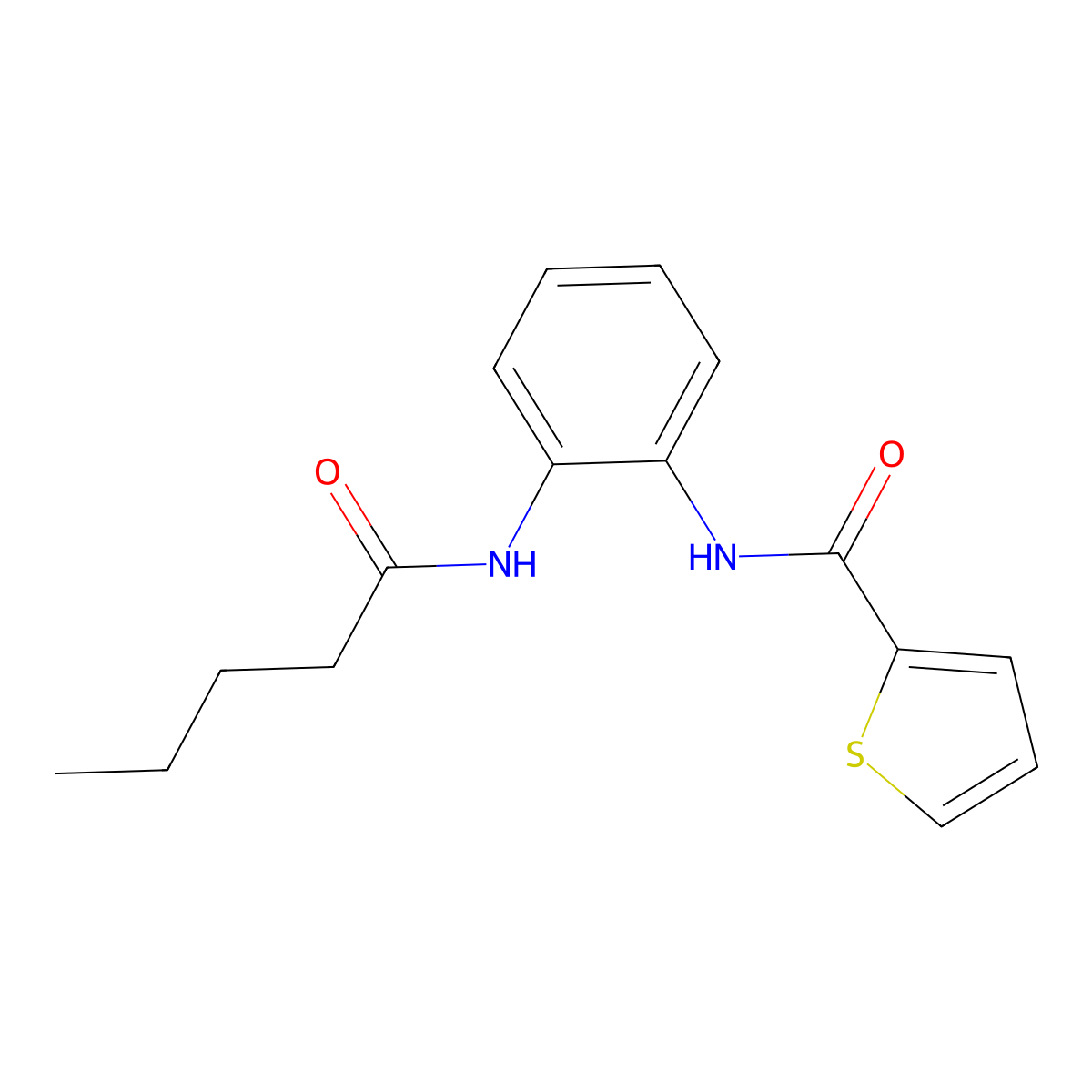 N-[2-(pentanoylamino)phenyl]thiophene-2-carboxamide molecular structure, CAS 842113-57-9