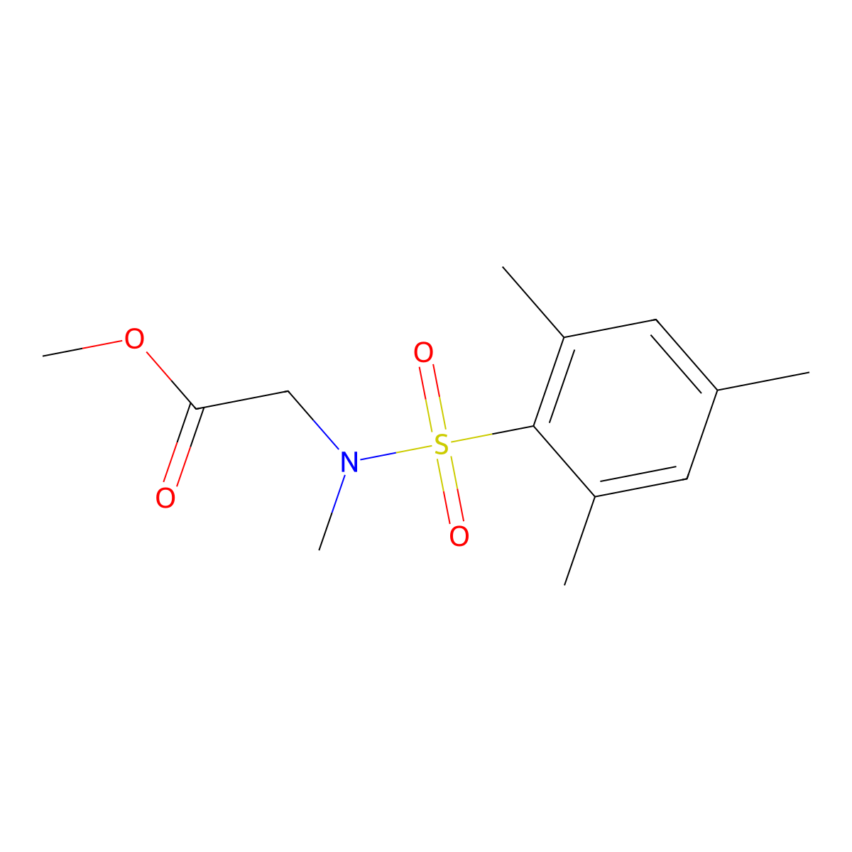 Methyl 2-[methyl-(2,4,6-trimethylphenyl)sulfonylamino]acetate molecular structure, CAS 842113-72-8