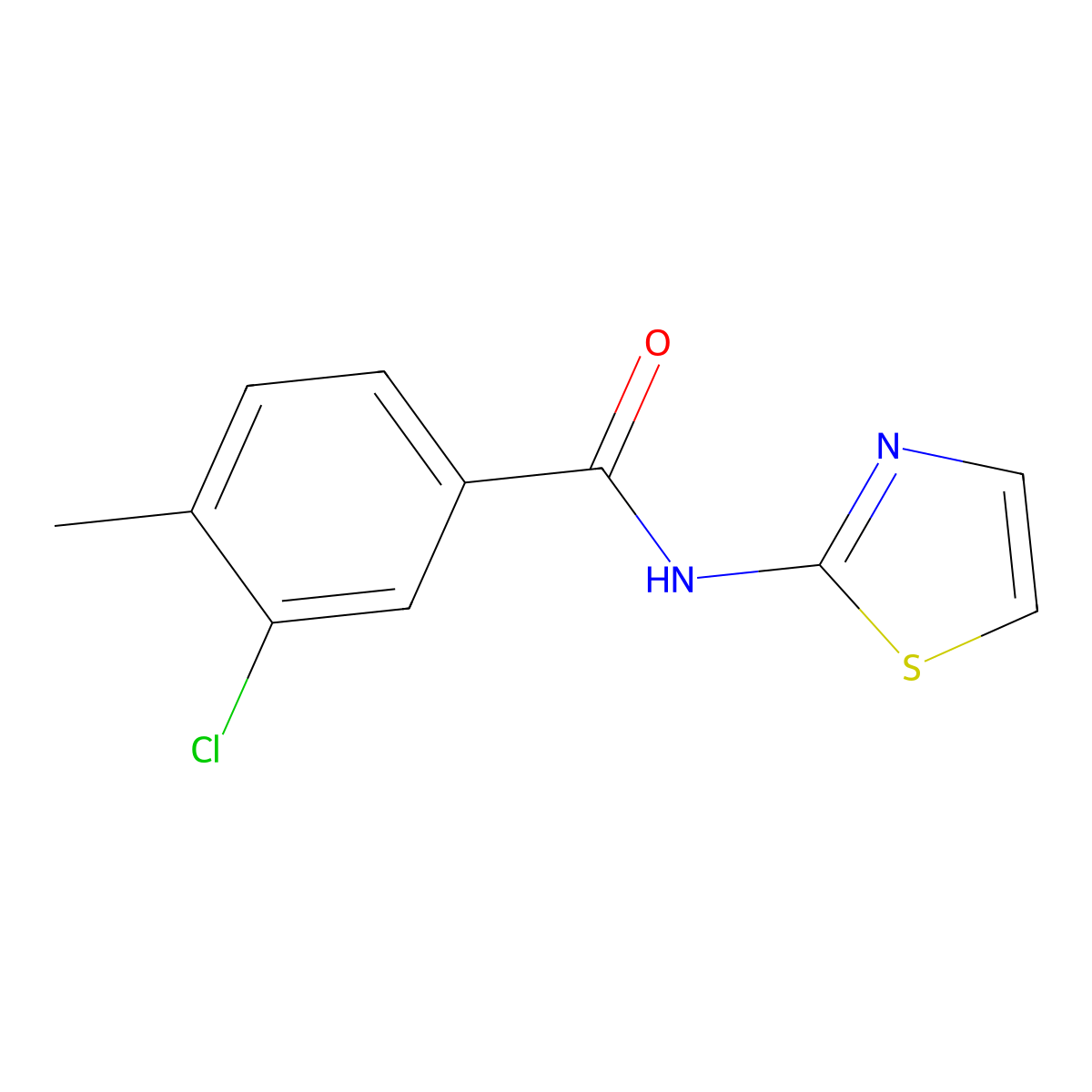 3-chloro-4-methyl-N-(1,3-thiazol-2-yl)benzamide molecular structure, CAS 842113-76-2