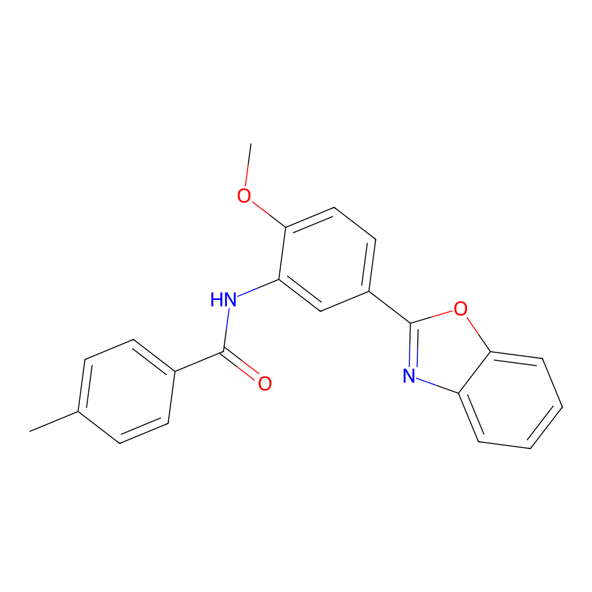 N-[5-(1,3-benzoxazol-2-yl)-2-methoxyphenyl]-4-methylbenzamide molecular structure, CAS 842113-77-3