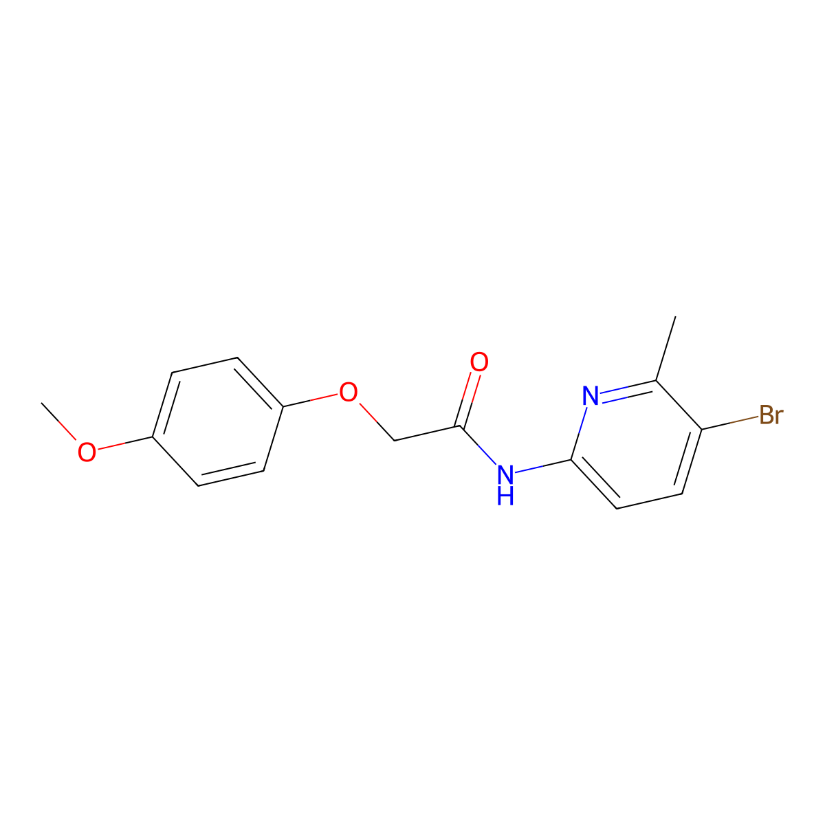 N-(5-bromo-6-methylpyridin-2-yl)-2-(4-methoxyphenoxy)acetamide molecular structure, CAS 842113-86-4