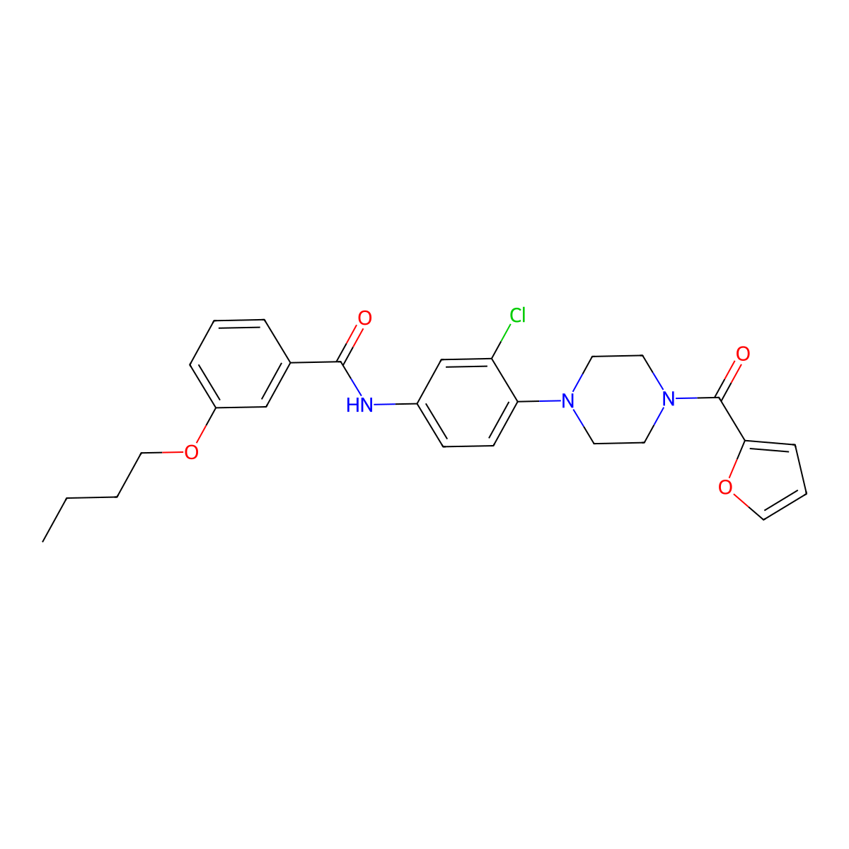 3-butoxy-N-[3-chloro-4-[4-(furan-2-carbonyl)piperazin-1-yl]phenyl]benzamide molecular structure, CAS 842114-03-8
