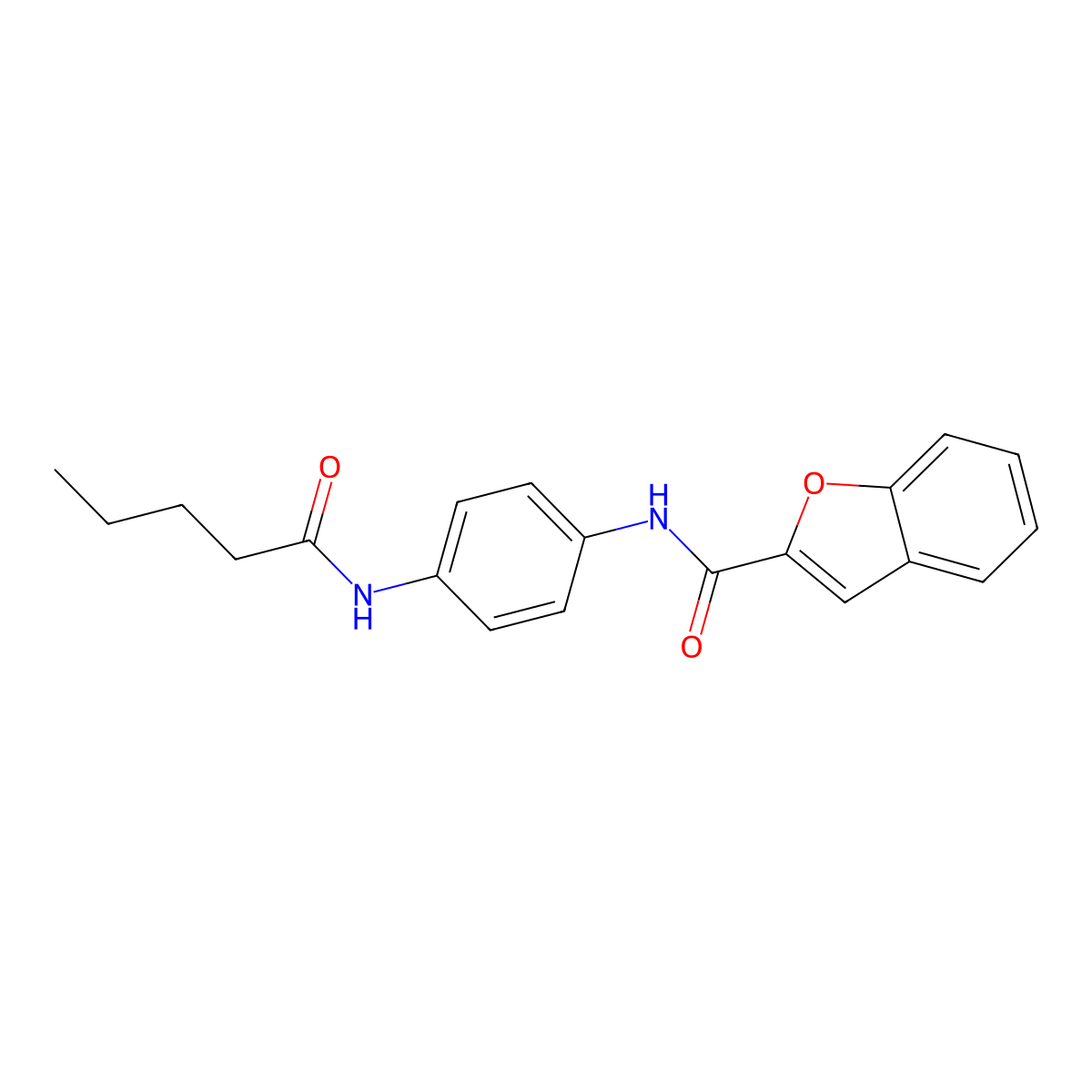 N-[4-(pentanoylamino)phenyl]-1-benzofuran-2-carboxamide molecular structure, CAS 842114-10-7
