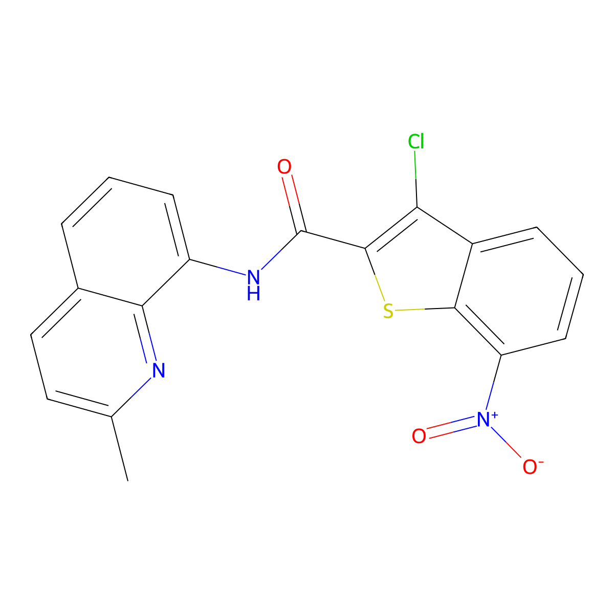 3-chloro-N-(2-methylquinolin-8-yl)-7-nitro-1-benzothiophene-2-carboxamide molecular structure, CAS 842114-14-1