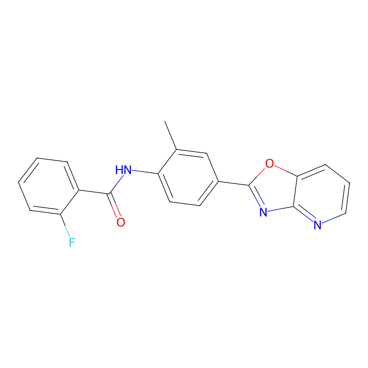 2-fluoro-N-[2-methyl-4-([1,3]oxazolo[4,5-b]pyridin-2-yl)phenyl]benzamide molecular structure, CAS 842114-48-1