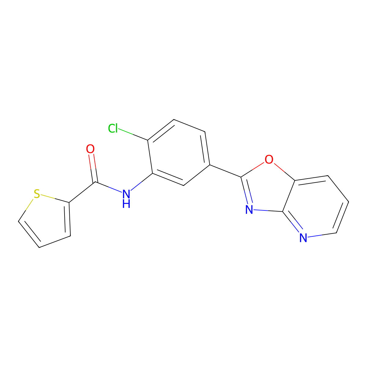 N-[2-chloro-5-([1,3]oxazolo[4,5-b]pyridin-2-yl)phenyl]thiophene-2-carboxamide molecular structure, CAS 842114-68-5