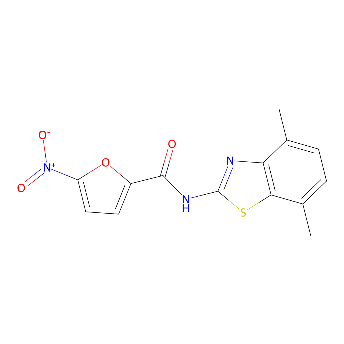 N-(4,7-dimethyl-1,3-benzothiazol-2-yl)-5-nitrofuran-2-carboxamide molecular structure, CAS 842115-06-4