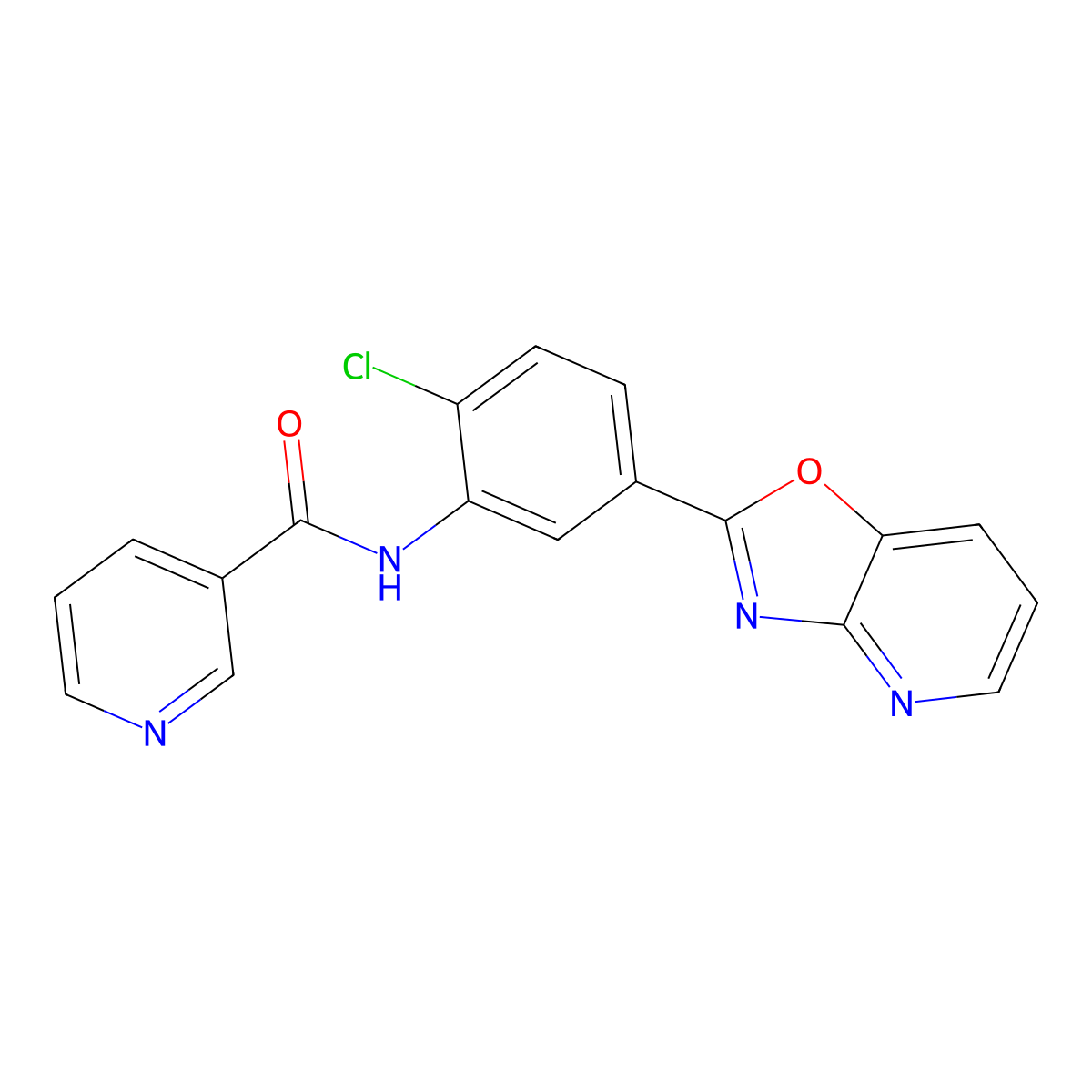 N-[2-chloro-5-([1,3]oxazolo[4,5-b]pyridin-2-yl)phenyl]pyridine-3-carboxamide molecular structure, CAS 842115-20-2