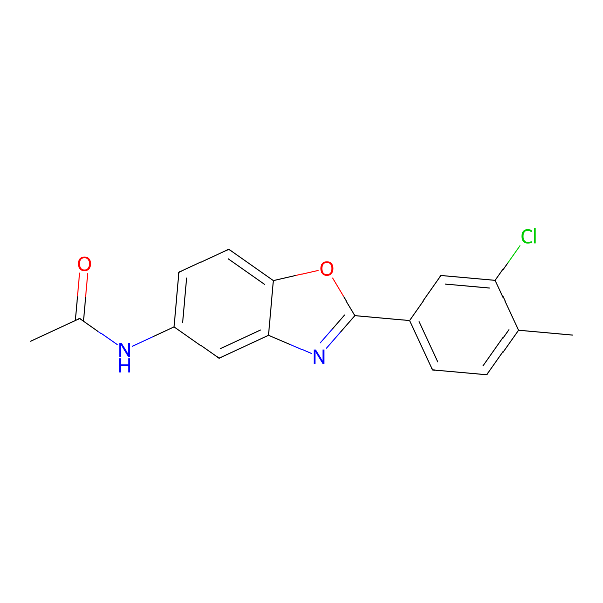 N-[2-(3-chloro-4-methylphenyl)-1,3-benzoxazol-5-yl]acetamide molecular structure, CAS 842115-21-3