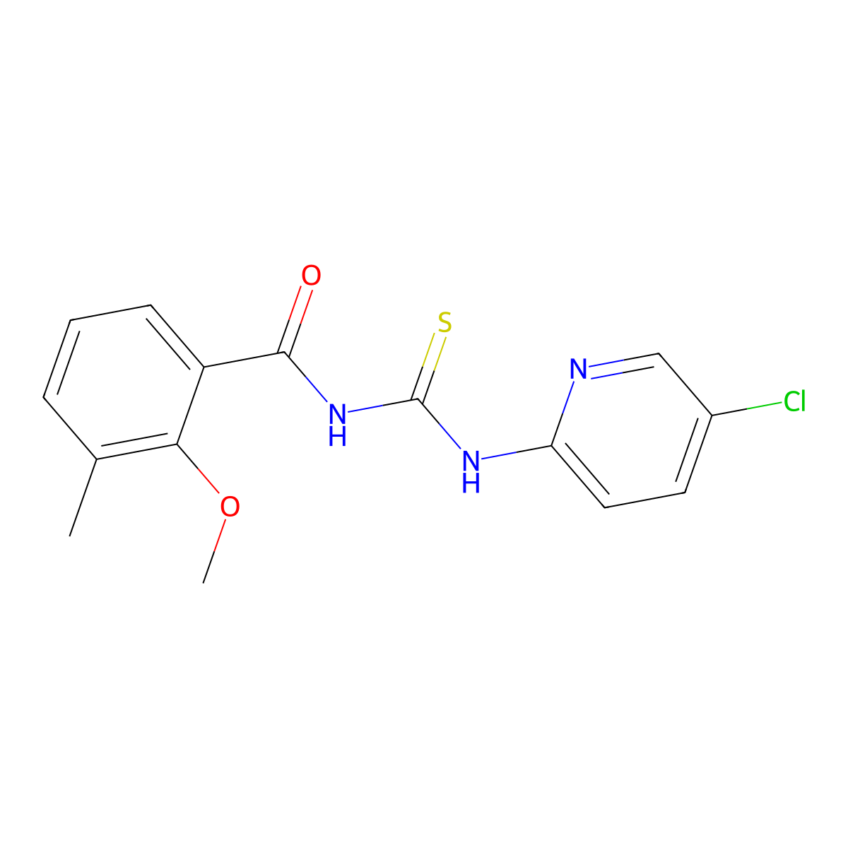 N-[(5-chloropyridin-2-yl)carbamothioyl]-2-methoxy-3-methylbenzamide molecular structure, CAS 842115-26-8