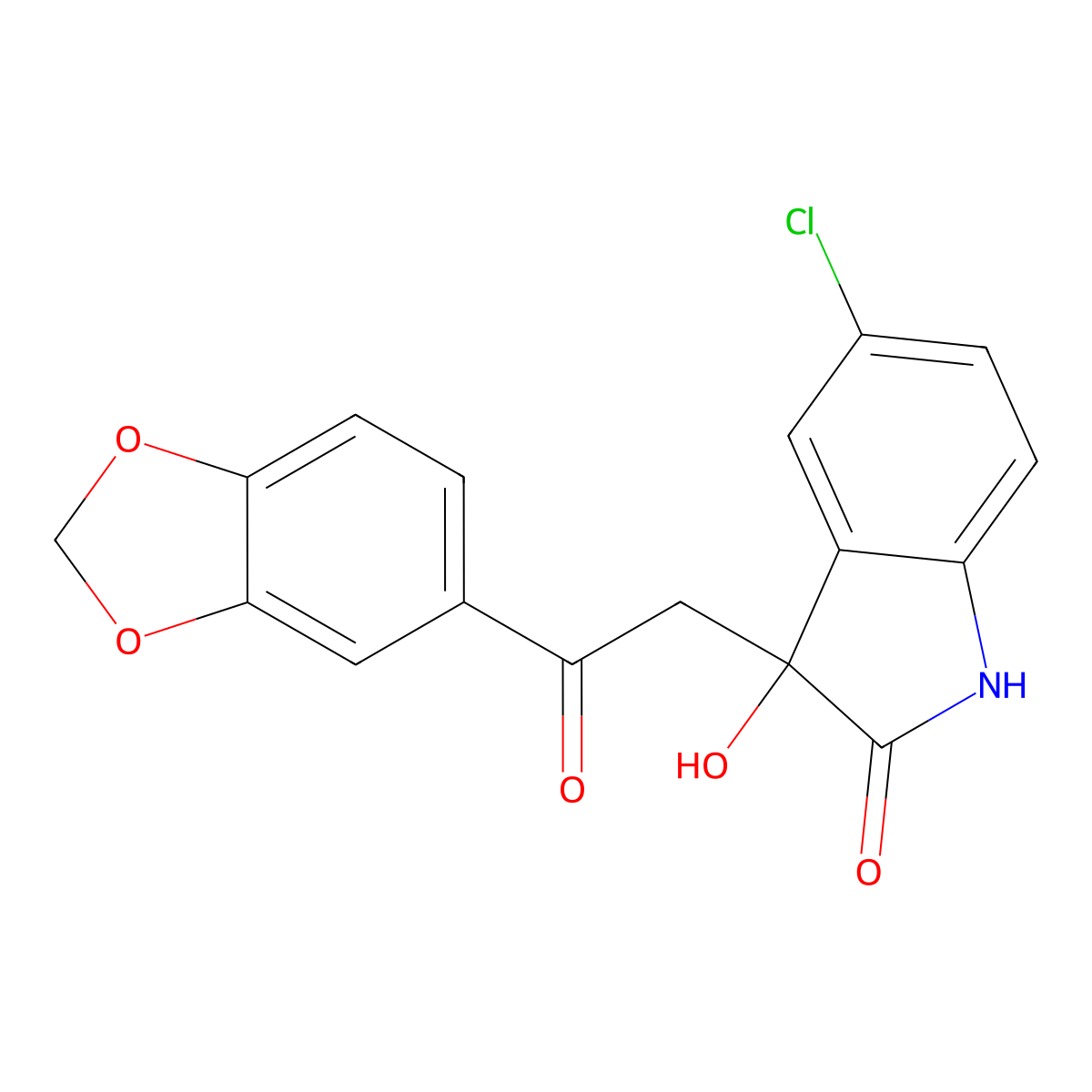 3-[2-(1,3-benzodioxol-5-yl)-2-oxoethyl]-5-chloro-3-hydroxy-1H-indol-2-one molecular structure, CAS 842115-46-2