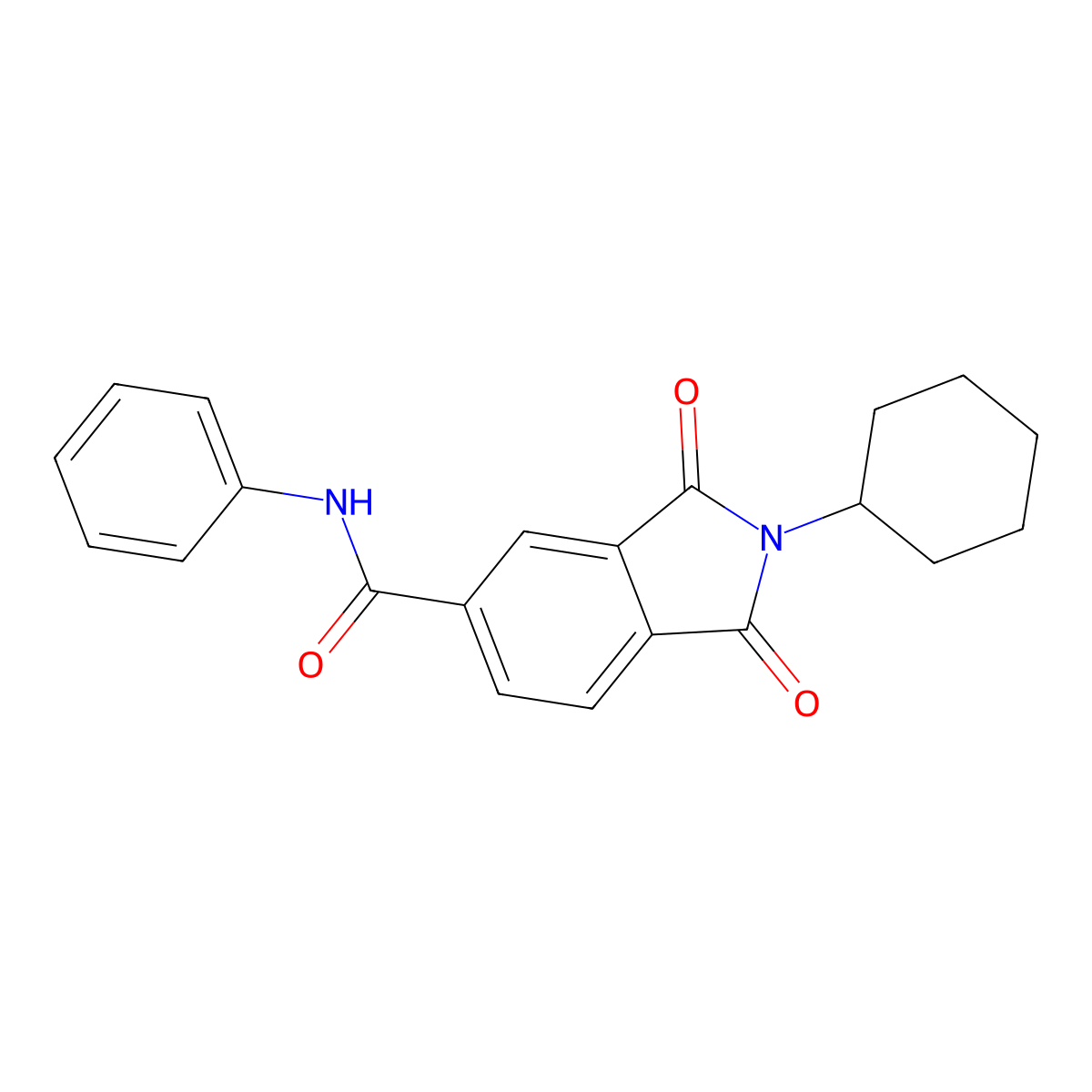 2-cyclohexyl-1,3-dioxo-N-phenylisoindole-5-carboxamide molecular structure, CAS 842115-50-8