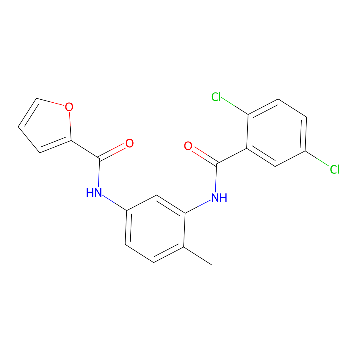 N-{3-[(2,5-dichlorobenzoyl)amino]-4-methylphenyl}-2-furamide molecular structure, CAS 842115-52-0
