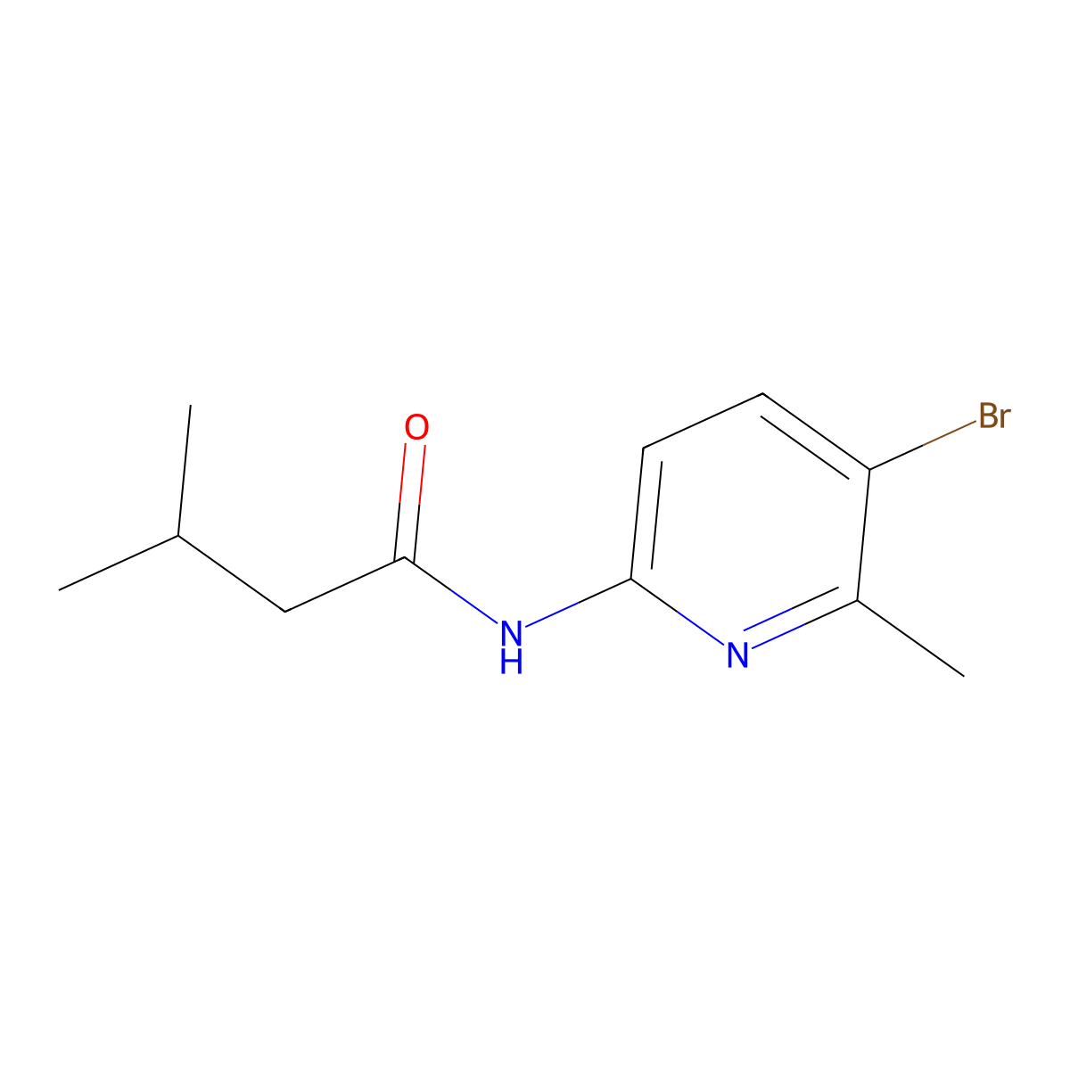N-(5-bromo-6-methylpyridin-2-yl)-3-methylbutanamide molecular structure, CAS 842115-54-2