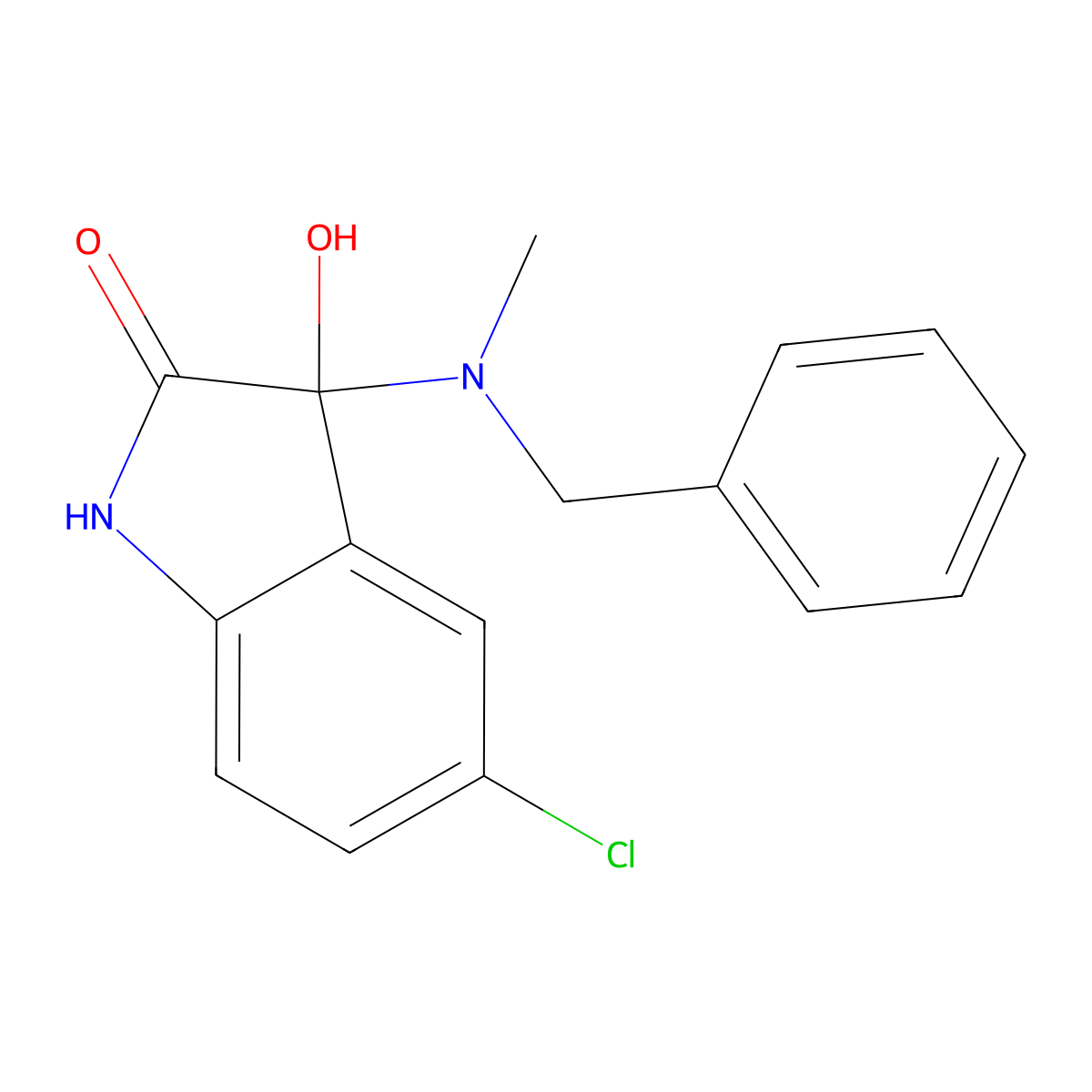 3-[benzyl(methyl)amino]-5-chloro-3-hydroxy-1H-indol-2-one molecular structure, CAS 842115-65-5