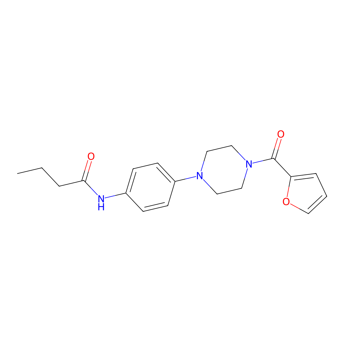 N-[4-[4-(furan-2-carbonyl)piperazin-1-yl]phenyl]butanamide molecular structure, CAS 842115-66-6