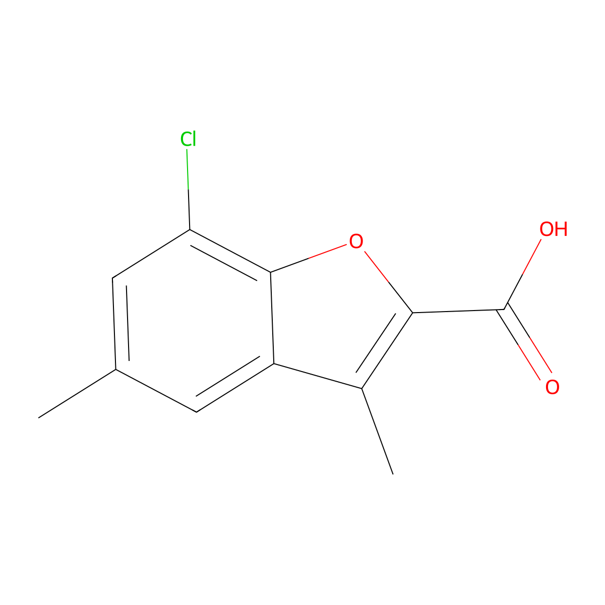 7-Chloro-3,5-dimethyl-2-benzofurancarboxylic acid molecular structure, CAS 842115-70-2