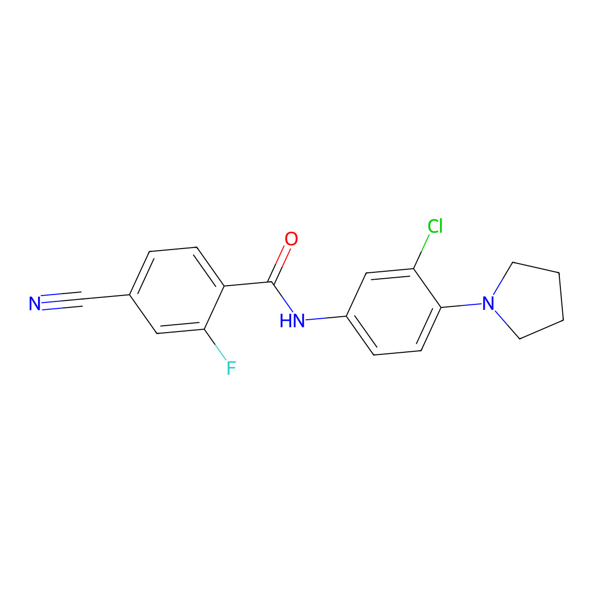 N-(3-chloro-4-pyrrolidin-1-ylphenyl)-4-cyano-2-fluorobenzamide molecular structure, CAS 842115-98-4