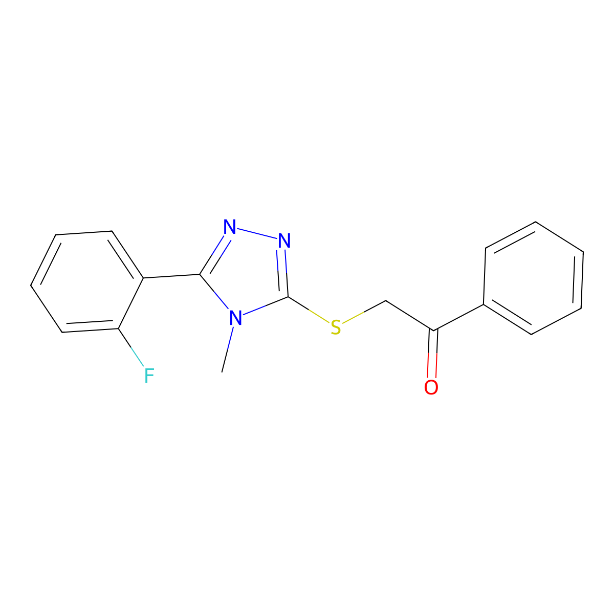 2-[[5-(2-Fluorophenyl)-4-methyl-1,2,4-triazol-3-yl]sulfanyl]-1-phenylethanone molecular structure, CAS 842116-04-5