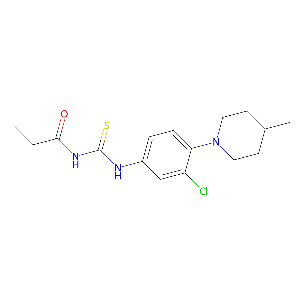 N-[[3-chloro-4-(4-methylpiperidin-1-yl)phenyl]carbamothioyl]propanamide molecular structure, CAS 842116-05-6