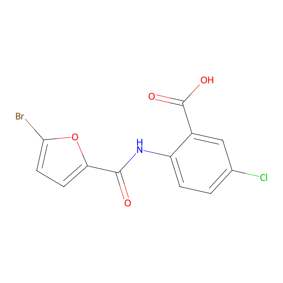 2-{[(5-Bromofuran-2-yl)carbonyl]amino}-5-chlorobenzoic acid molecular structure, CAS 842116-09-0