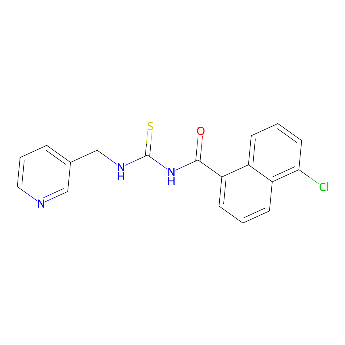 5-chloro-N-(pyridin-3-ylmethylcarbamothioyl)naphthalene-1-carboxamide molecular structure, CAS 842116-10-3