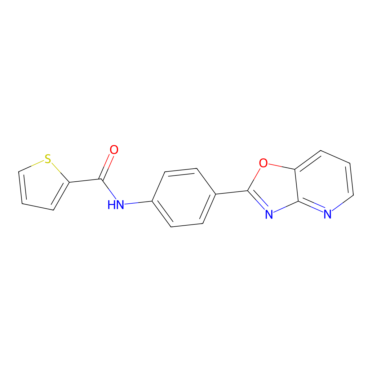 N-[4-([1,3]oxazolo[4,5-b]pyridin-2-yl)phenyl]thiophene-2-carboxamide molecular structure, CAS 842116-49-8