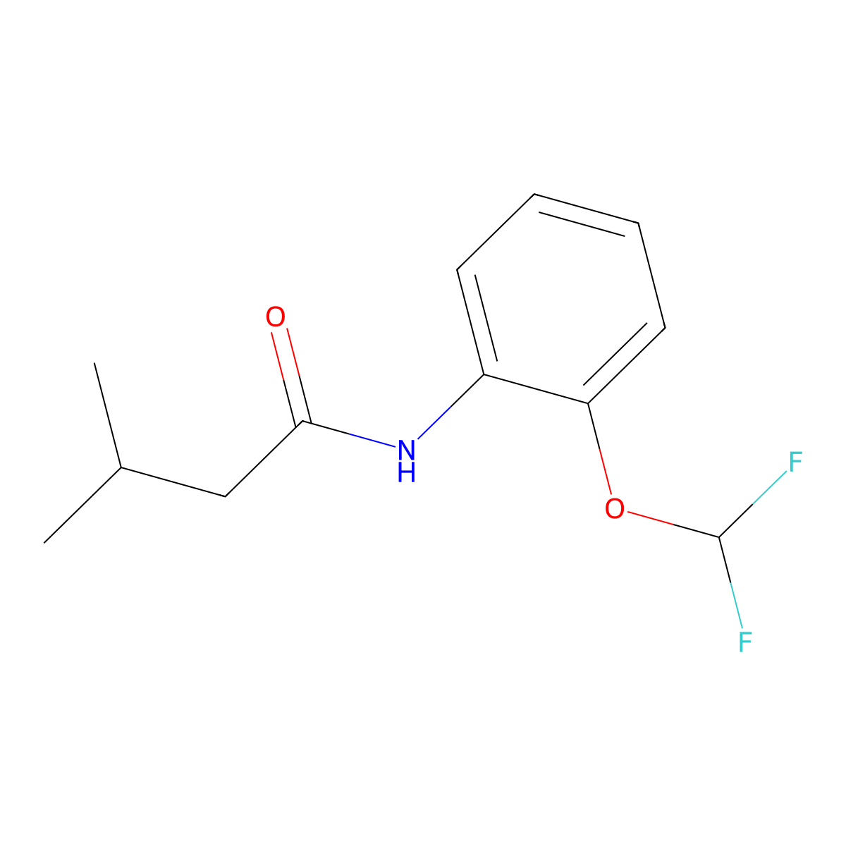 N-[2-(difluoromethoxy)phenyl]-3-methylbutanamide molecular structure, CAS 842116-74-9