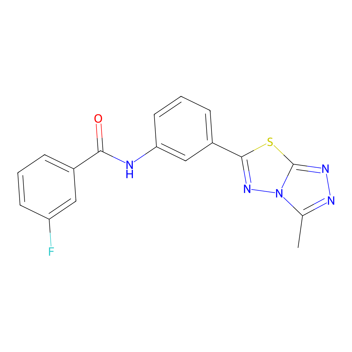 3-fluoro-N-[3-(3-methyl[1,2,4]triazolo[3,4-b][1,3,4]thiadiazol-6-yl)phenyl]benzamide molecular structure, CAS 842116-76-1