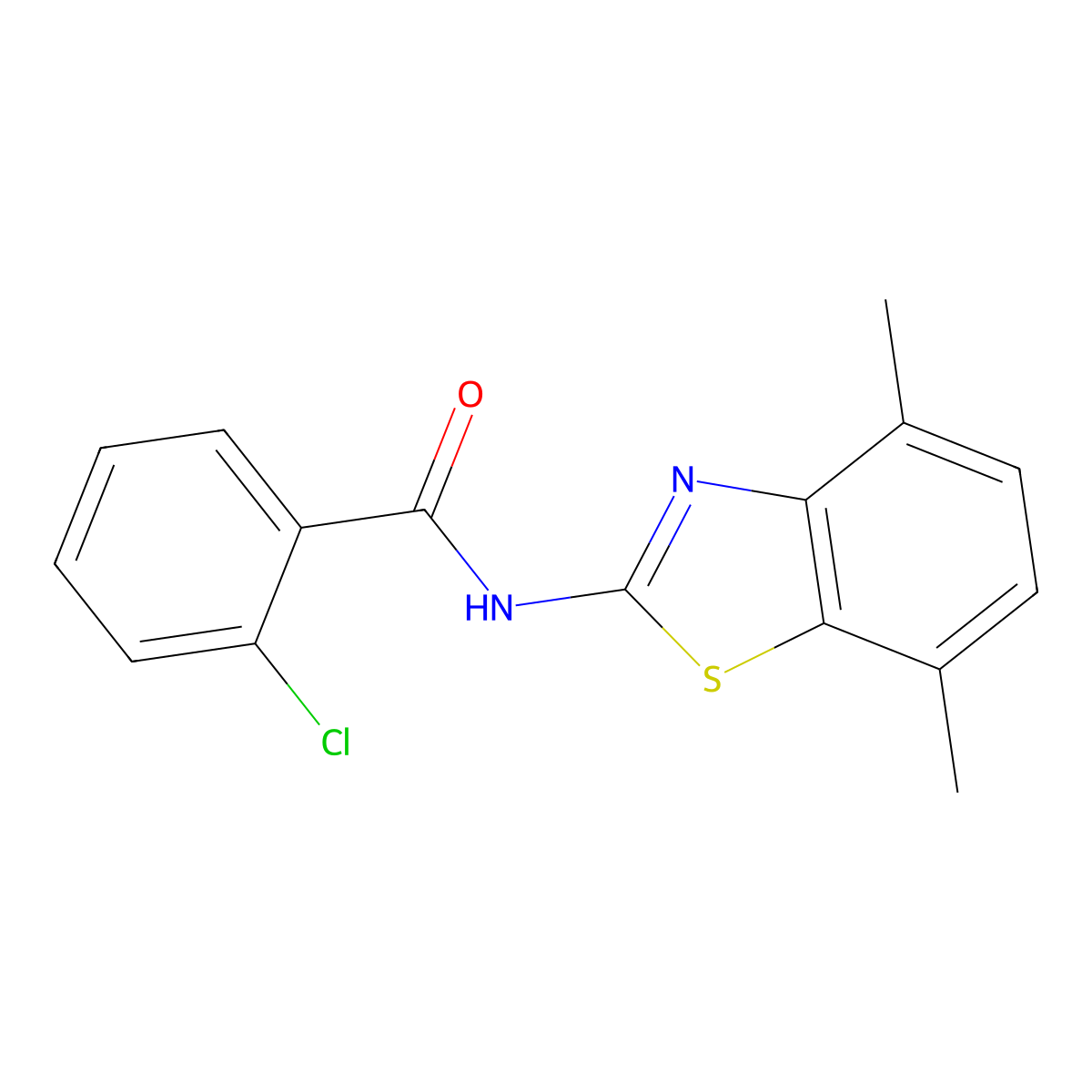 2-chloro-N-(4,7-dimethyl-1,3-benzothiazol-2-yl)benzamide molecular structure, CAS 842116-97-6