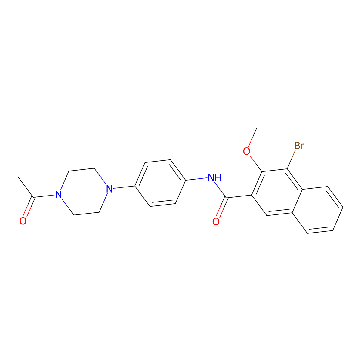 N-[4-(4-acetylpiperazin-1-yl)phenyl]-4-bromo-3-methoxynaphthalene-2-carboxamide molecular structure, CAS 842117-15-1