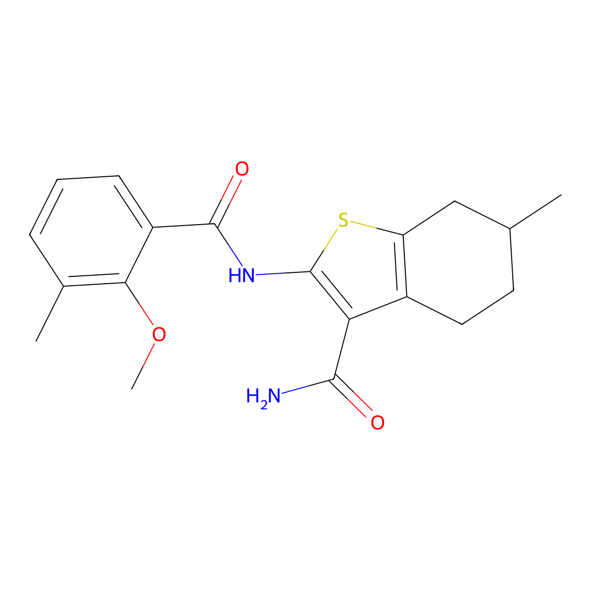 2-[(2-Methoxy-3-methylbenzoyl)amino]-6-methyl-4,5,6,7-tetrahydro-1-benzothiophene-3-carboxamide molecular structure, CAS 842117-22-0