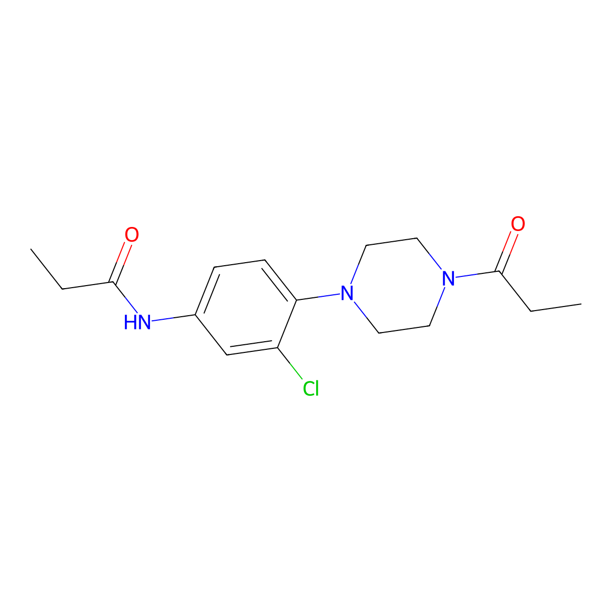 N-[3-chloro-4-(4-propanoylpiperazin-1-yl)phenyl]propanamide molecular structure, CAS 842117-56-0