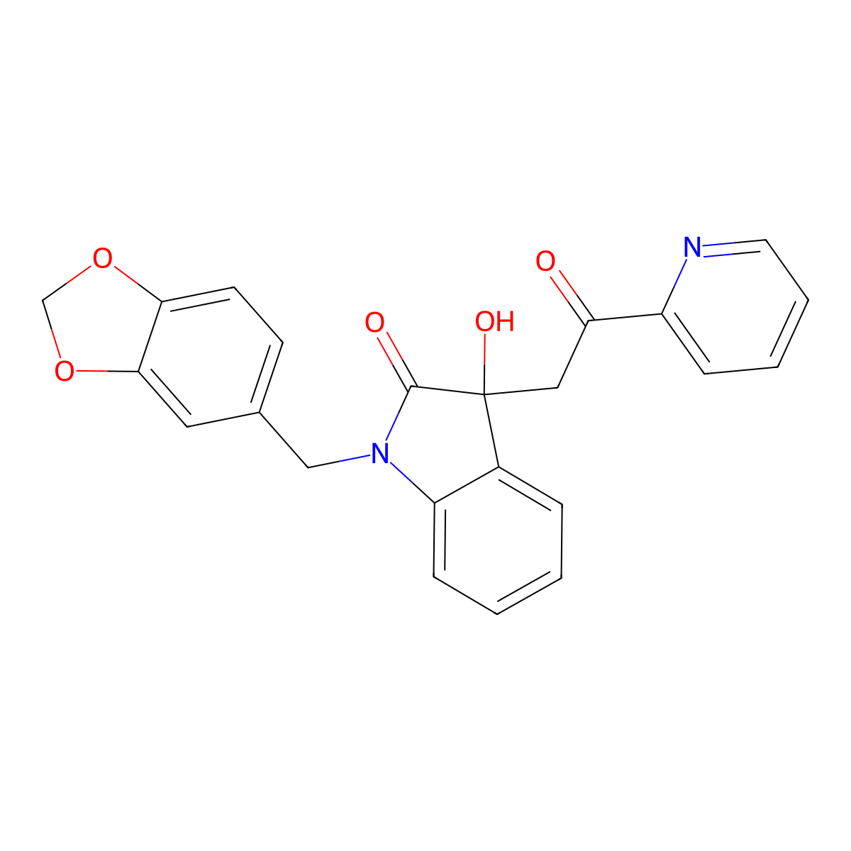 1-(1,3-Benzodioxol-5-ylmethyl)-3-hydroxy-3-(2-oxo-2-pyridin-2-ylethyl)indol-2-one molecular structure, CAS 842117-59-3