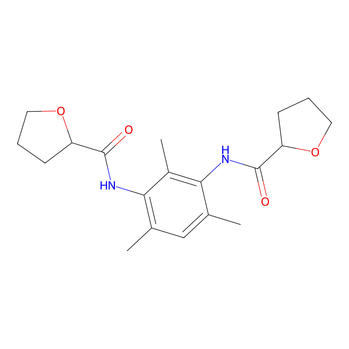 N-[2,4,6-trimethyl-3-(oxolane-2-carbonylamino)phenyl]oxolane-2-carboxamide molecular structure, CAS 842117-63-9