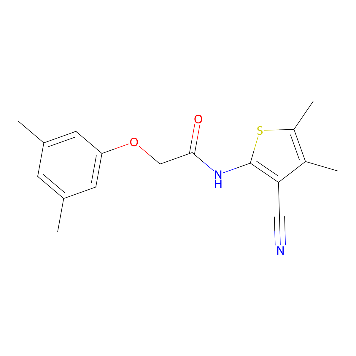 N-(3-cyano-4,5-dimethylthiophen-2-yl)-2-(3,5-dimethylphenoxy)acetamide molecular structure, CAS 842117-72-0