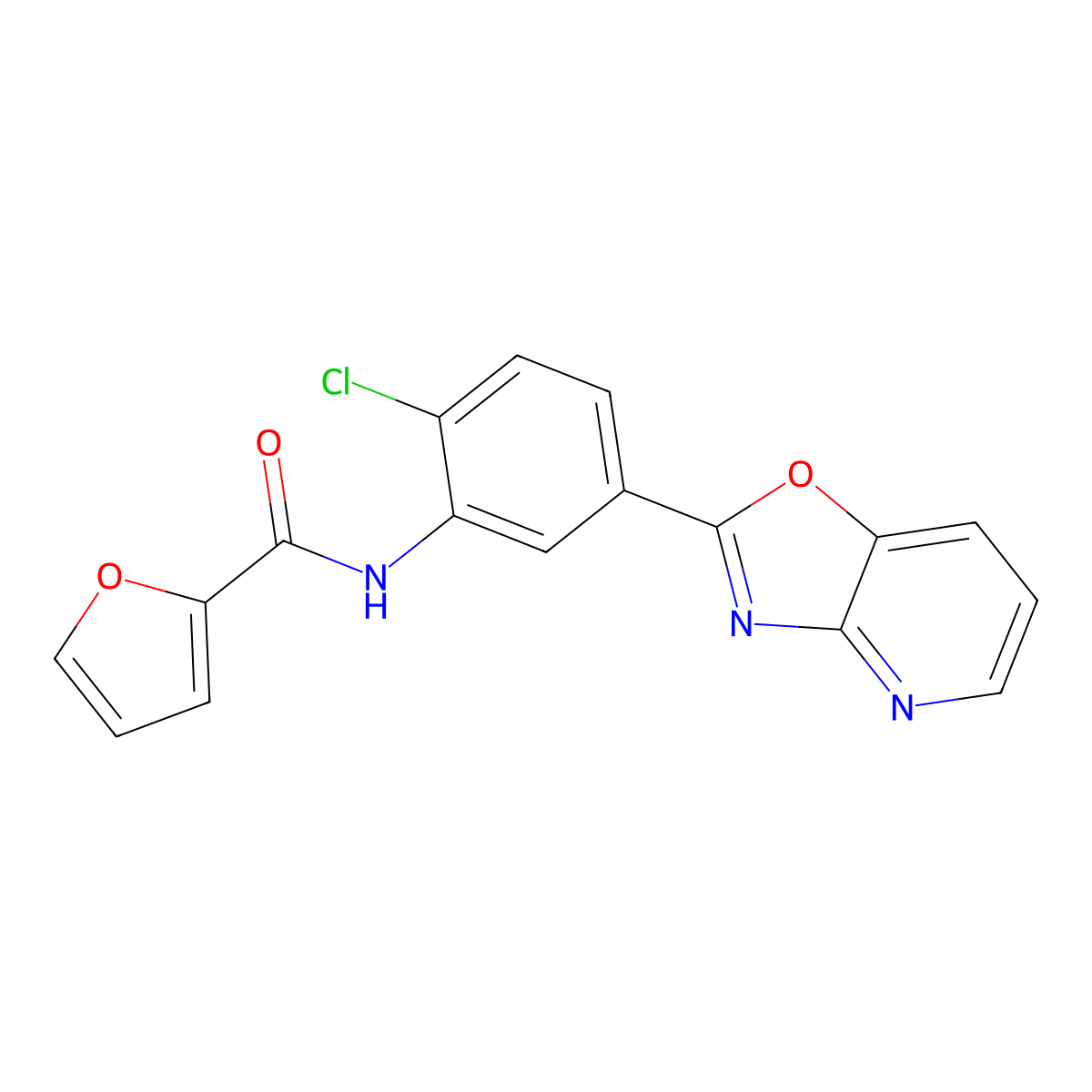 N-[2-chloro-5-([1,3]oxazolo[4,5-b]pyridin-2-yl)phenyl]furan-2-carboxamide molecular structure, CAS 842117-94-6
