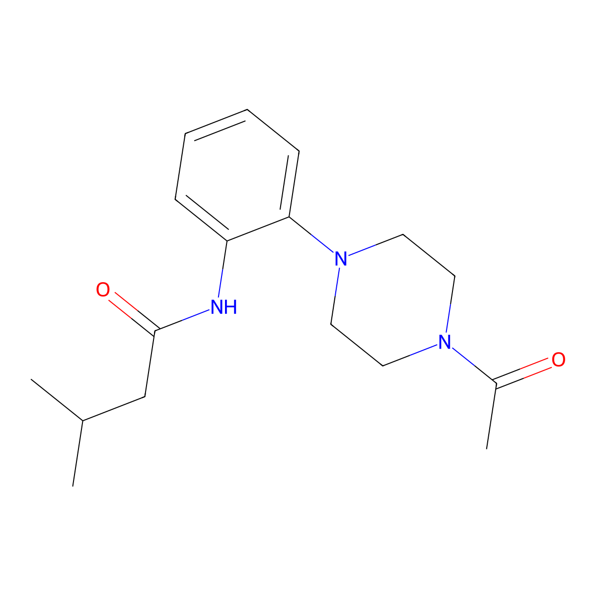 N-[2-(4-acetylpiperazin-1-yl)phenyl]-3-methylbutanamide molecular structure, CAS 842118-00-7