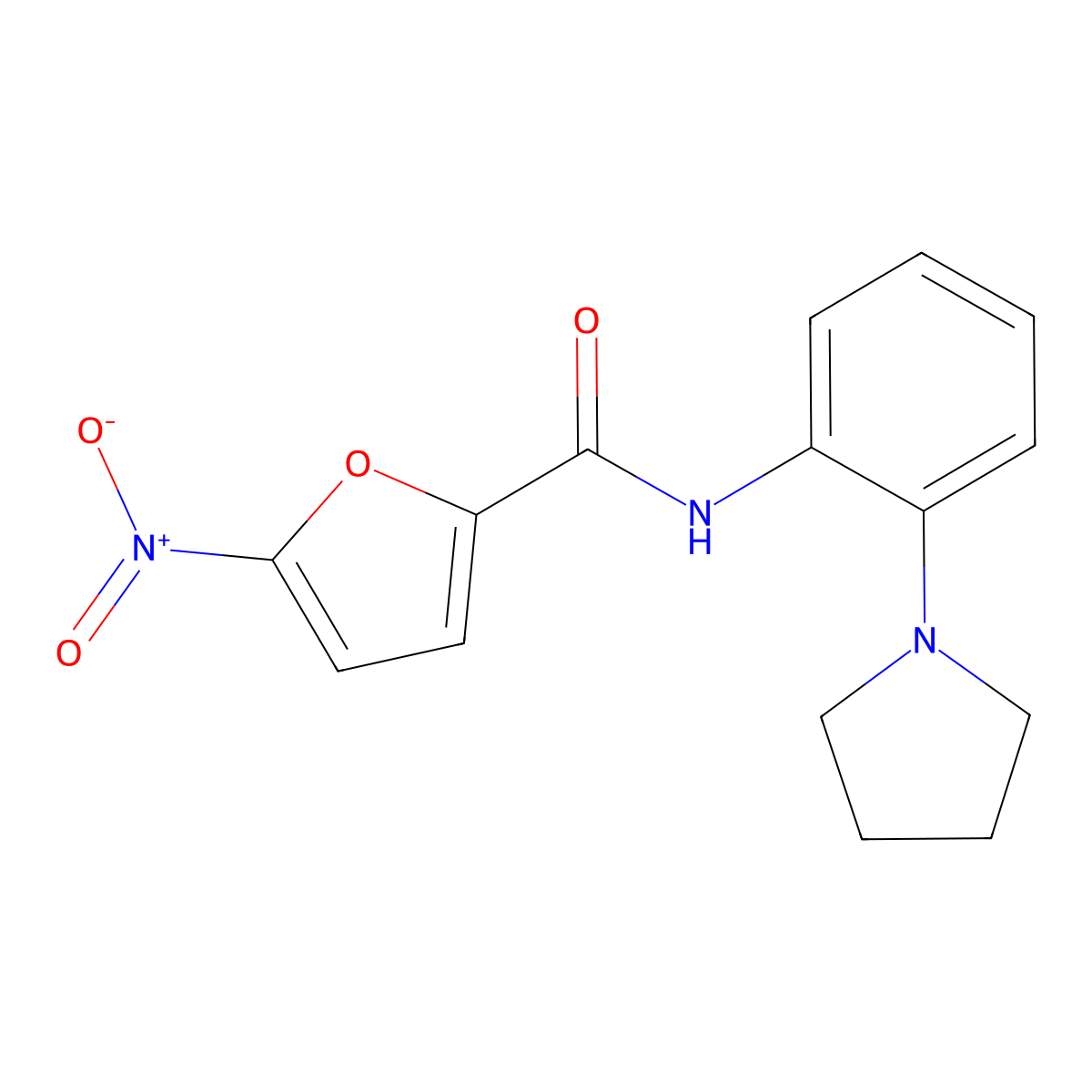 5-nitro-N-[2-(pyrrolidin-1-yl)phenyl]furan-2-carboxamide molecular structure, CAS 842118-37-0