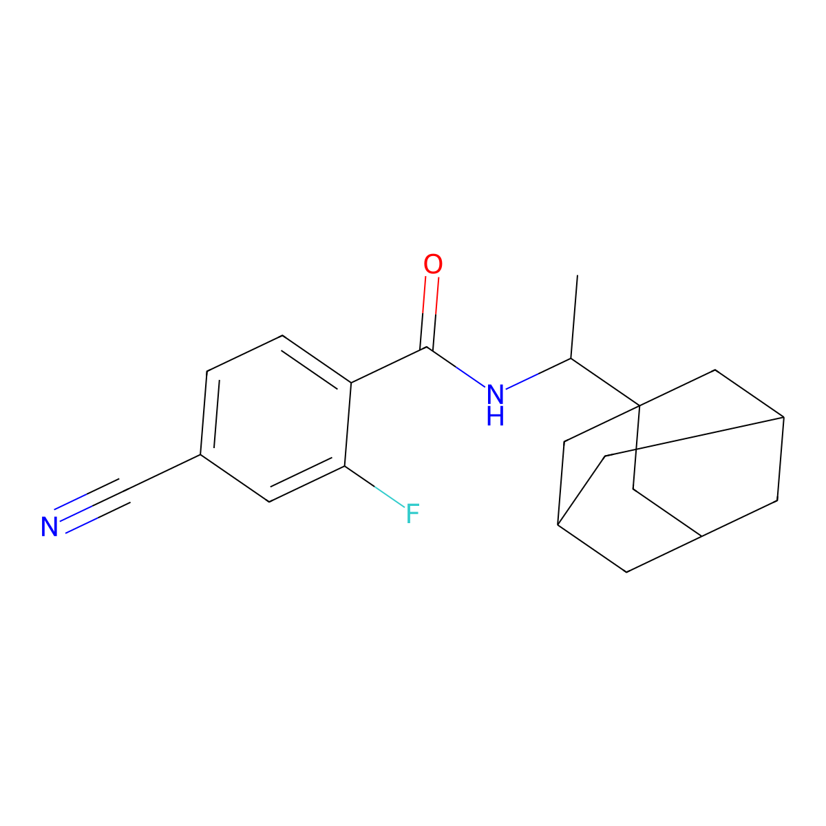 N-[1-(1-adamantyl)ethyl]-4-cyano-2-fluorobenzamide molecular structure, CAS 842118-40-5