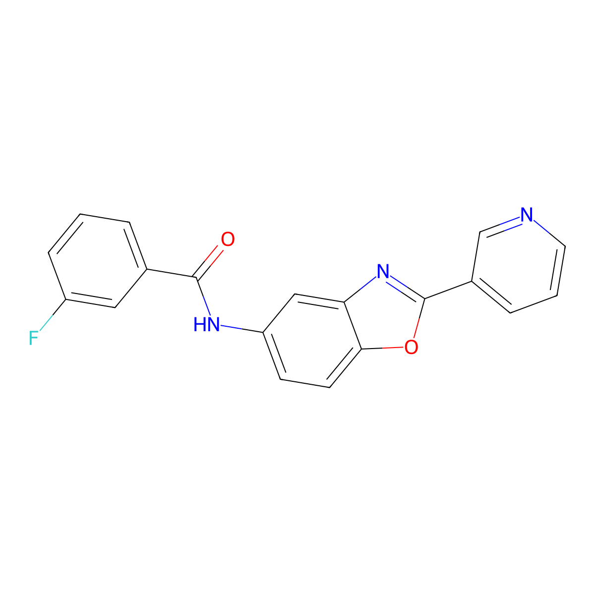 3-fluoro-N-(2-pyridin-3-yl-1,3-benzoxazol-5-yl)benzamide molecular structure, CAS 842118-41-6