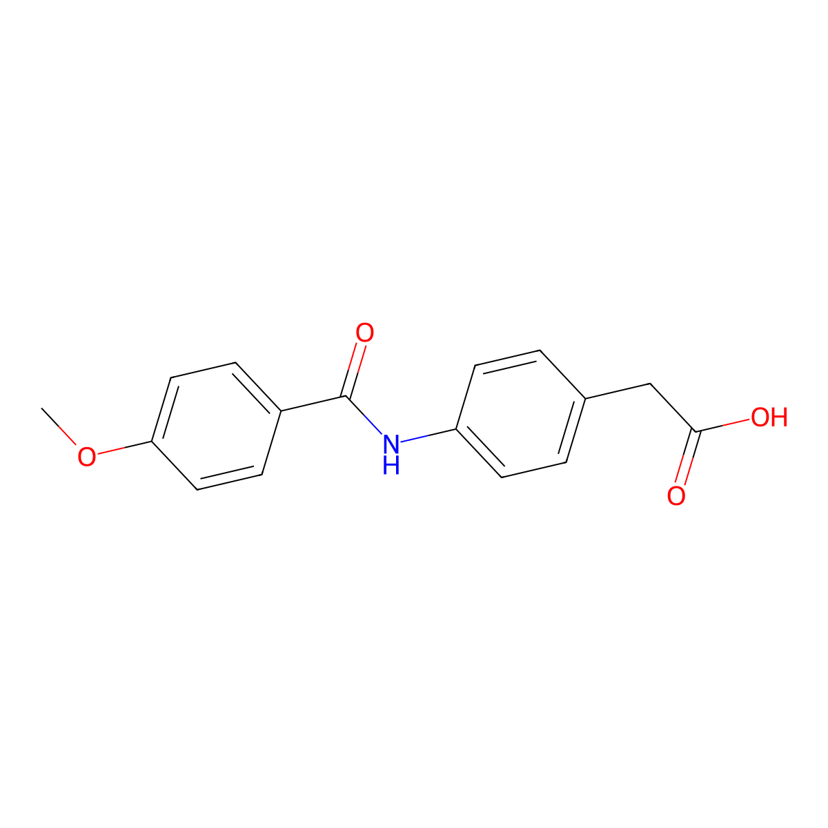 (4-{[(4-Methoxyphenyl)carbonyl]amino}phenyl)acetic acid molecular structure, CAS 842118-50-7