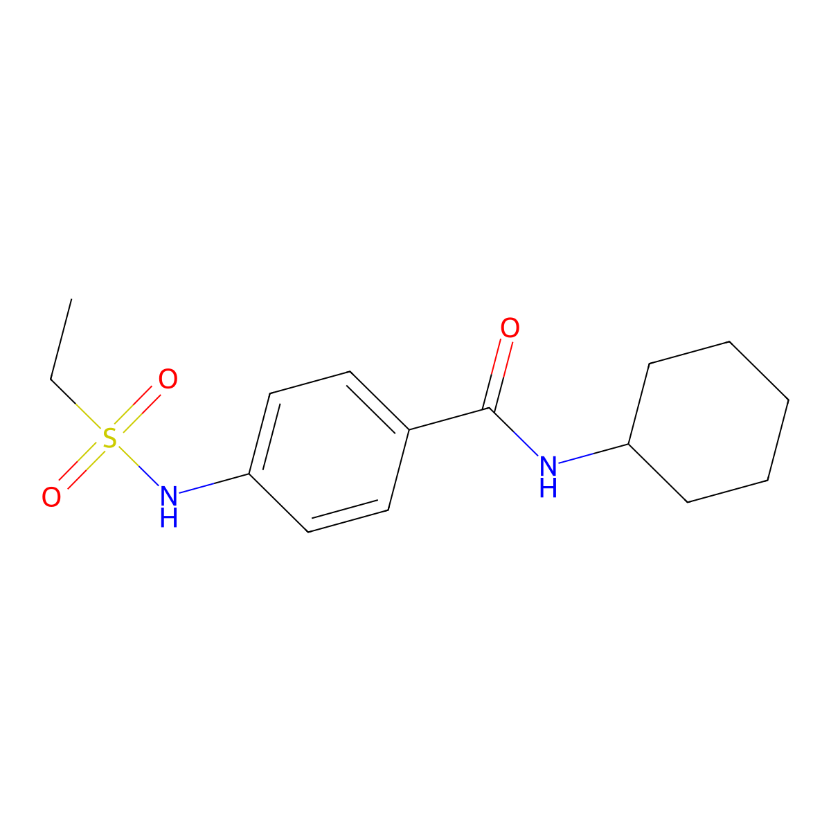 N-cyclohexyl-4-(ethylsulfonylamino)benzamide molecular structure, CAS 842118-52-9
